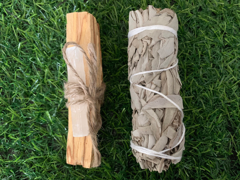 Cleansing Smudge kit removes negative energy with sage crystals feather candle + FREE GIFT !!!!