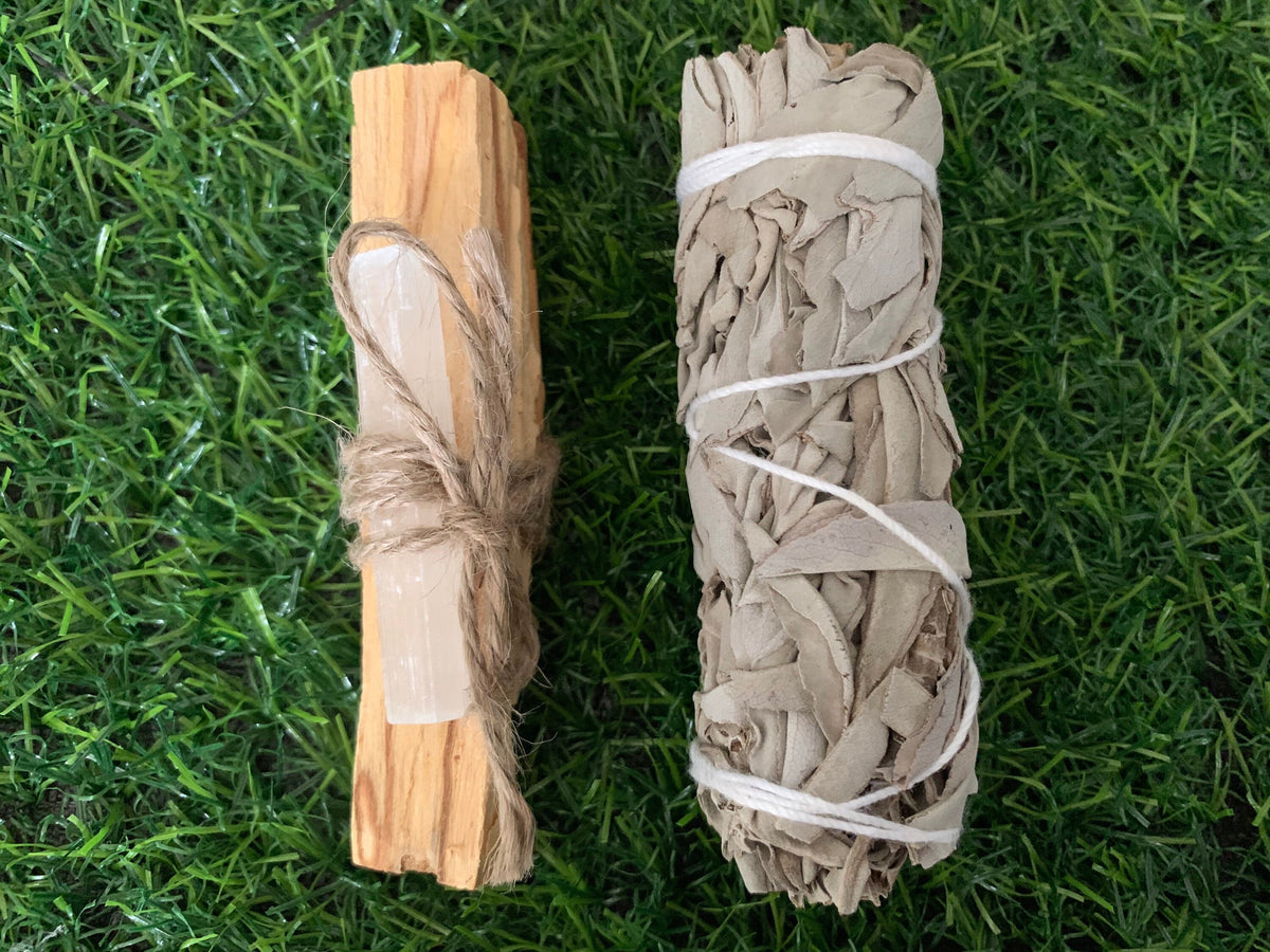 Cleansing Smudge kit removes negative energy with sage crystals feather candle + FREE GIFT !!!!
