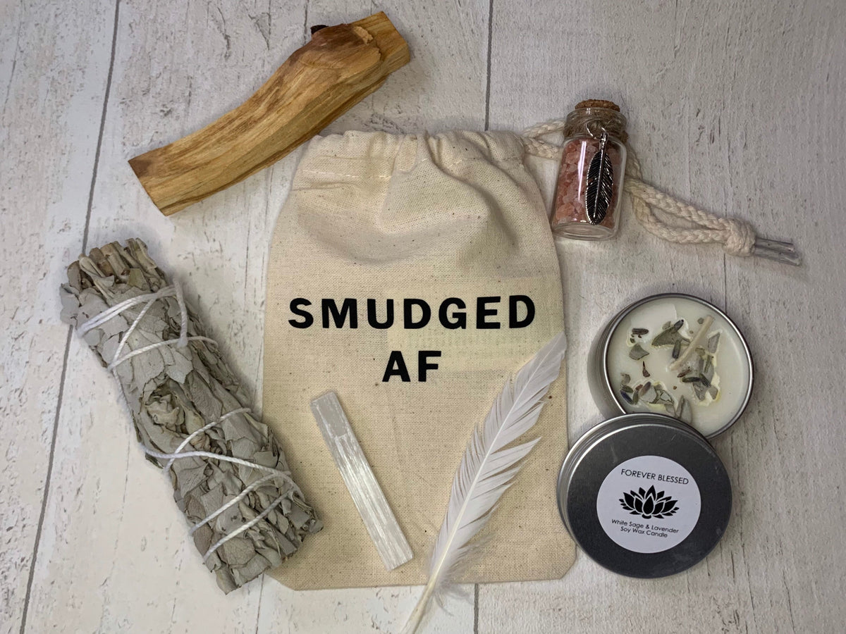 Mini Portable Smudge Kit - Smudging - Energy cleansing - Spiritual Cleansing - Positive Energy - White Sage  - Soy candle - Crystal healing