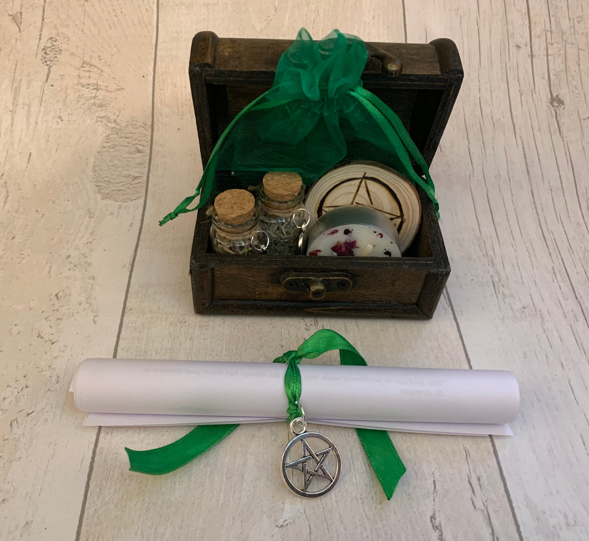 MIX & MATCH Triple spell set in wooden chest • pick 3 spells • witchcraft • get rich • magic spell kit • soy wax vegan candle crystals gift