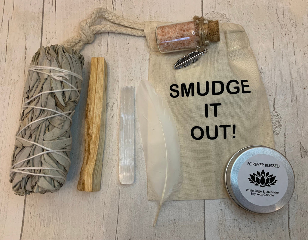 Mini Portable Smudge Kit - Smudging - Energy cleansing - Spiritual Cleansing - Positive Energy - White Sage  - Soy candle - Crystal healing