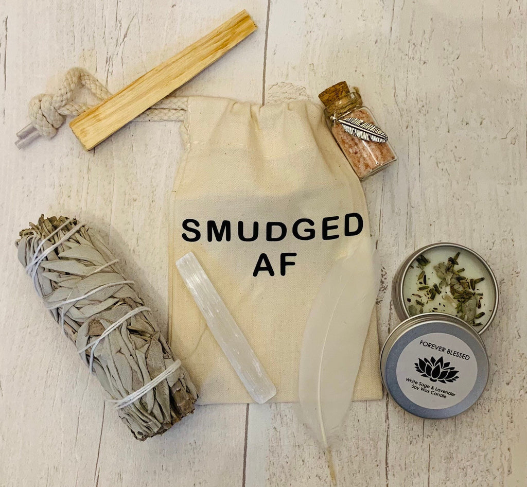 Mini Portable Smudge Kit - Smudging - Energy cleansing - Spiritual Cleansing - Positive Energy - White Sage  - Soy candle - Crystal healing