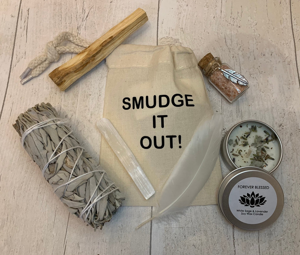 Mini Portable Smudge Kit - Smudging - Energy cleansing - Spiritual Cleansing - Positive Energy - White Sage  - Soy candle - Crystal healing