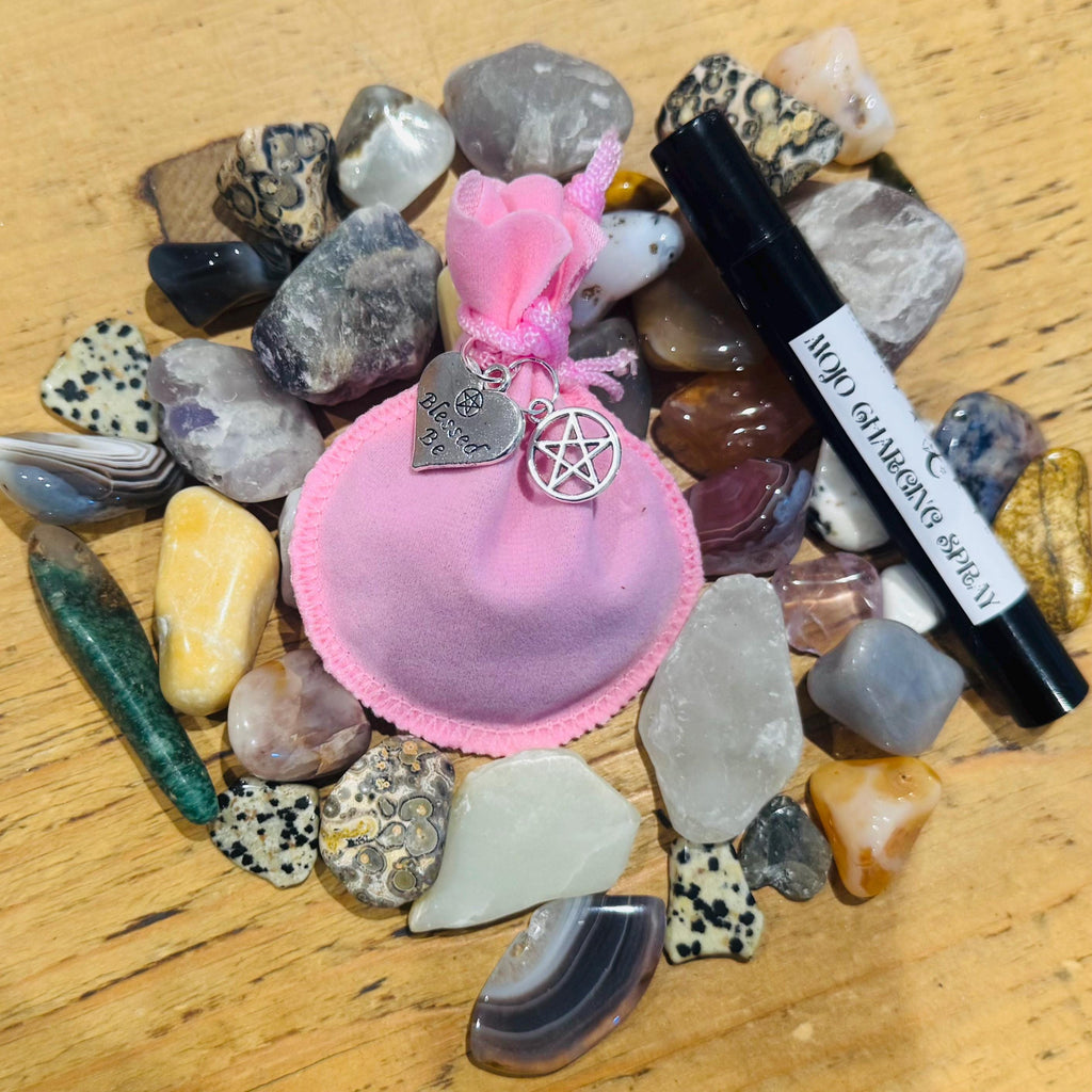 Anxiety Mojo Bag | Stress Relief Talisman, Ritual Charm Pouch (Includes Spray)
