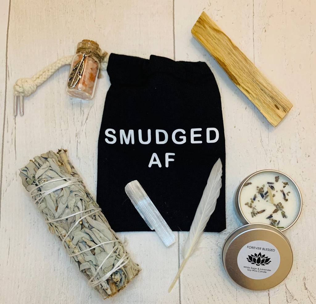 Mini Portable Smudge Kit - Smudging - Energy cleansing - Spiritual Cleansing - Positive Energy - White Sage  - Soy candle - Crystal healing