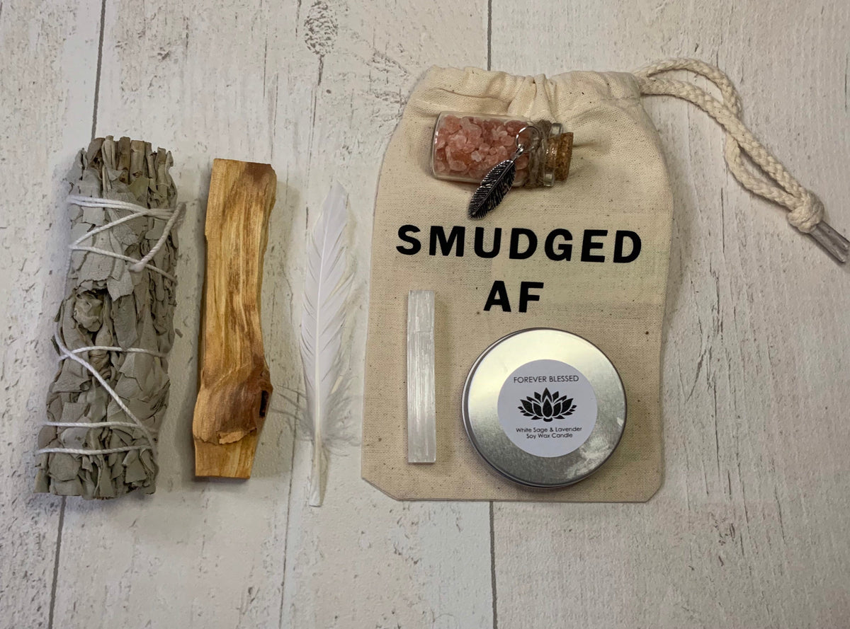 Mini Portable Smudge Kit - Smudging - Energy cleansing - Spiritual Cleansing - Positive Energy - White Sage  - Soy candle - Crystal healing